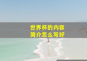 世界杯的内容简介怎么写好