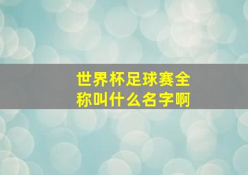 世界杯足球赛全称叫什么名字啊