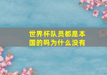 世界杯队员都是本国的吗为什么没有