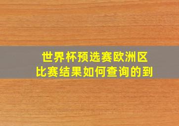 世界杯预选赛欧洲区比赛结果如何查询的到