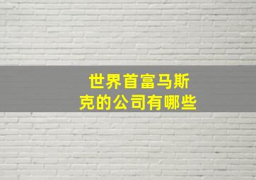 世界首富马斯克的公司有哪些