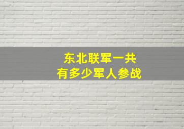 东北联军一共有多少军人参战