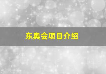 东奥会项目介绍