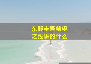 东野圭吾希望之线讲的什么