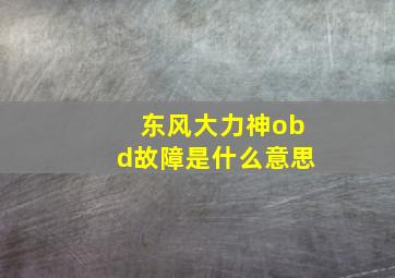 东风大力神obd故障是什么意思