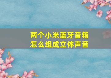 两个小米蓝牙音箱怎么组成立体声音