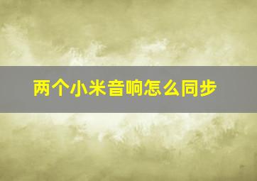 两个小米音响怎么同步