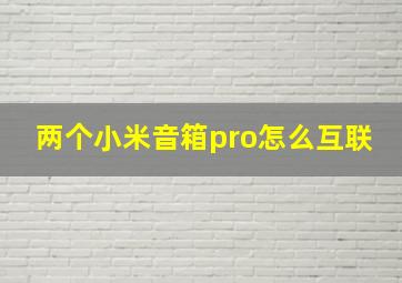 两个小米音箱pro怎么互联