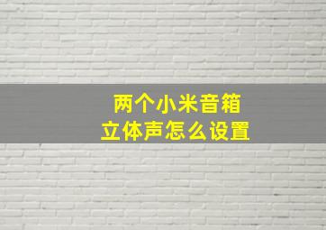 两个小米音箱立体声怎么设置