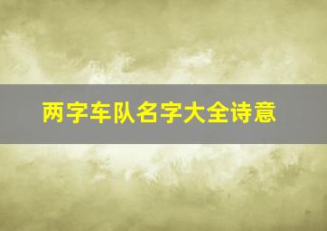 两字车队名字大全诗意