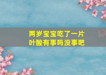 两岁宝宝吃了一片叶酸有事吗没事吧