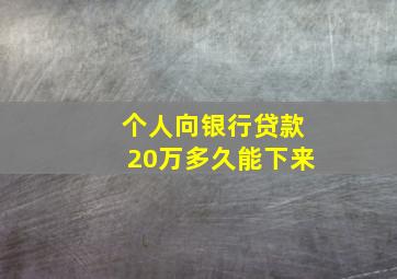 个人向银行贷款20万多久能下来