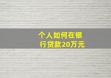 个人如何在银行贷款20万元