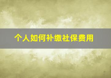 个人如何补缴社保费用