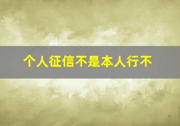 个人征信不是本人行不