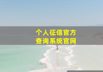 个人征信官方查询系统官网