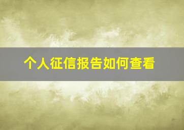 个人征信报告如何查看