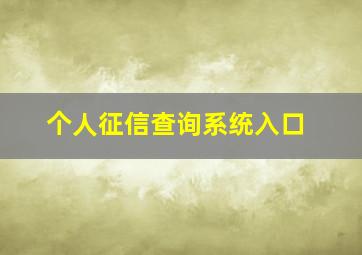 个人征信查询系统入口