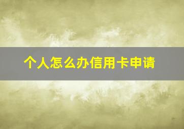 个人怎么办信用卡申请