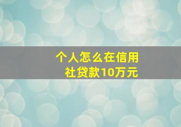 个人怎么在信用社贷款10万元