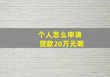 个人怎么申请贷款20万元呢