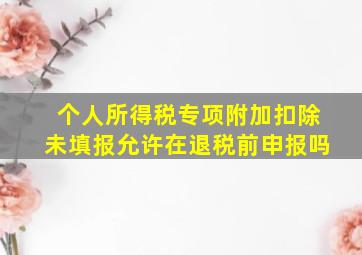 个人所得税专项附加扣除未填报允许在退税前申报吗