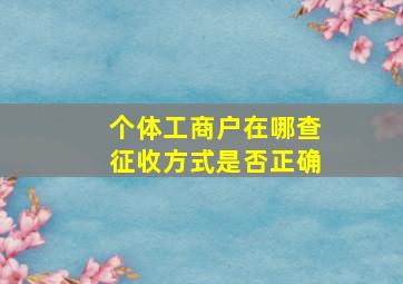 个体工商户在哪查征收方式是否正确