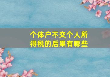 个体户不交个人所得税的后果有哪些