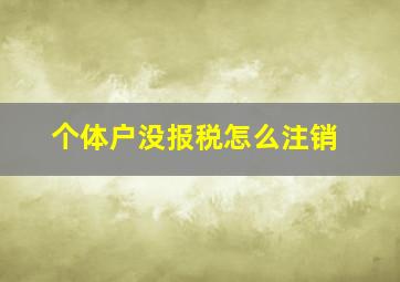 个体户没报税怎么注销