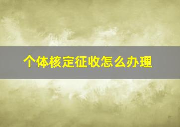 个体核定征收怎么办理