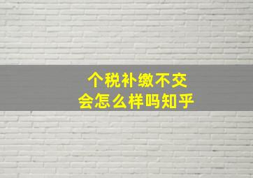 个税补缴不交会怎么样吗知乎