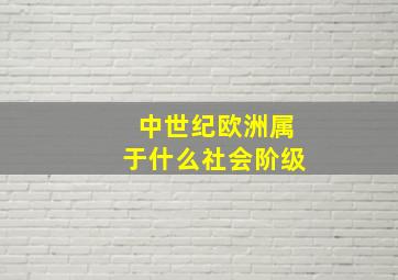 中世纪欧洲属于什么社会阶级