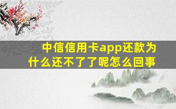 中信信用卡app还款为什么还不了了呢怎么回事