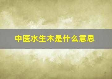 中医水生木是什么意思