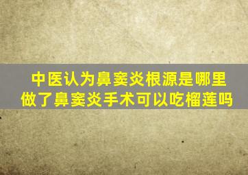 中医认为鼻窦炎根源是哪里做了鼻窦炎手术可以吃榴莲吗