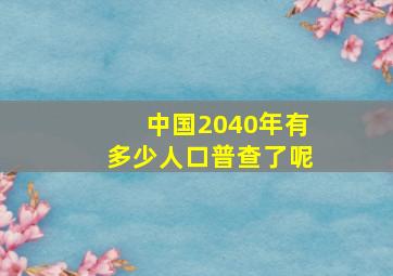 中国2040年有多少人口普查了呢