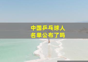 中国乒乓球人名单公布了吗