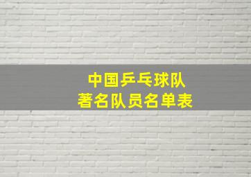 中国乒乓球队著名队员名单表