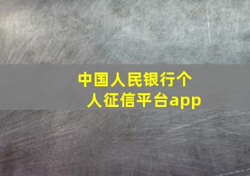 中国人民银行个人征信平台app