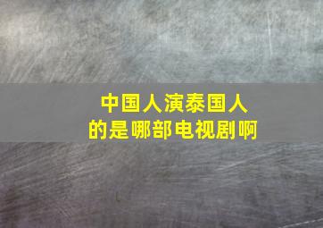 中国人演泰国人的是哪部电视剧啊