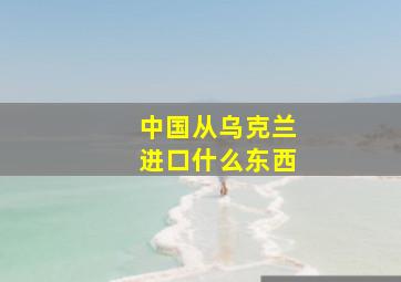 中国从乌克兰进口什么东西