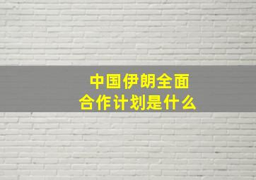 中国伊朗全面合作计划是什么