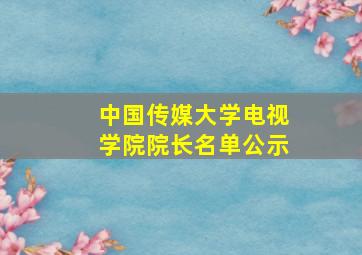 中国传媒大学电视学院院长名单公示