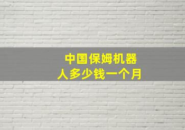 中国保姆机器人多少钱一个月