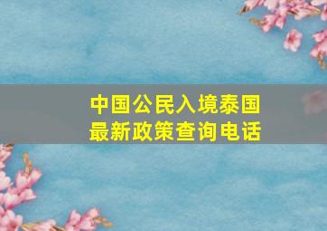 中国公民入境泰国最新政策查询电话