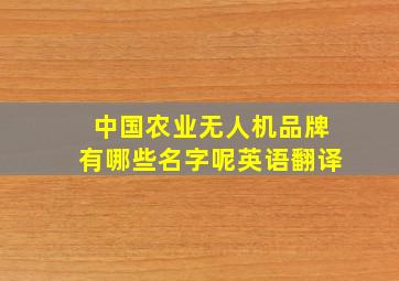 中国农业无人机品牌有哪些名字呢英语翻译