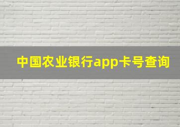 中国农业银行app卡号查询