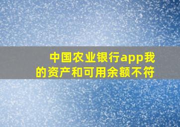 中国农业银行app我的资产和可用余额不符