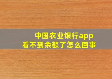 中国农业银行app看不到余额了怎么回事