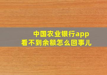 中国农业银行app看不到余额怎么回事儿